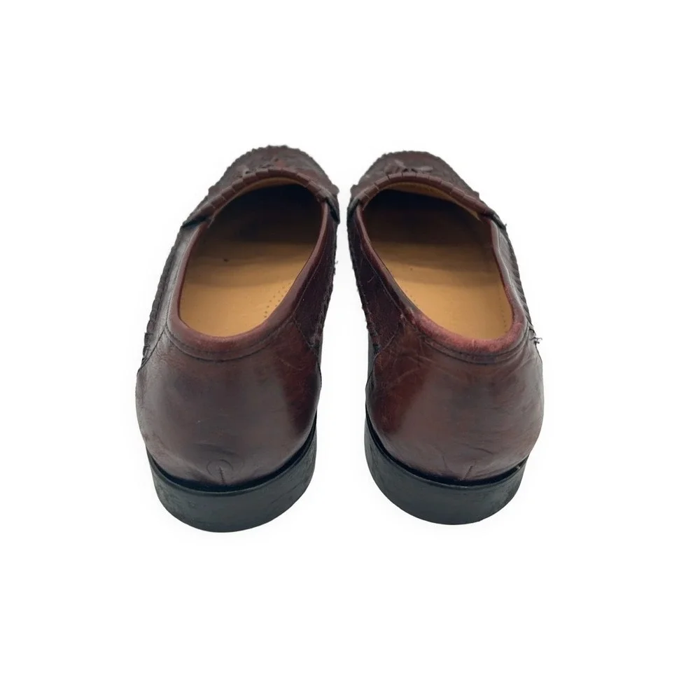 Giorgio Brutini Loafers Men's Size 14 Burgundy Woven Tassel Kiltie Leather